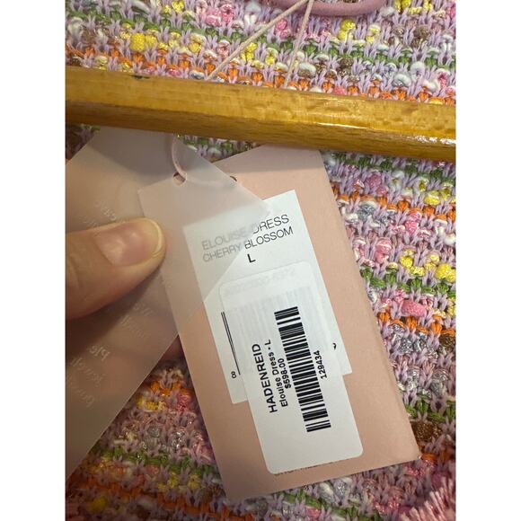 Alexis Elouise Cherry Blossom Tweed Mini Dress Belted Size Large NWT - Picture 5 of 12